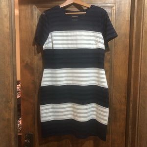 eci New York Navy/White Eyelet Dress (L)